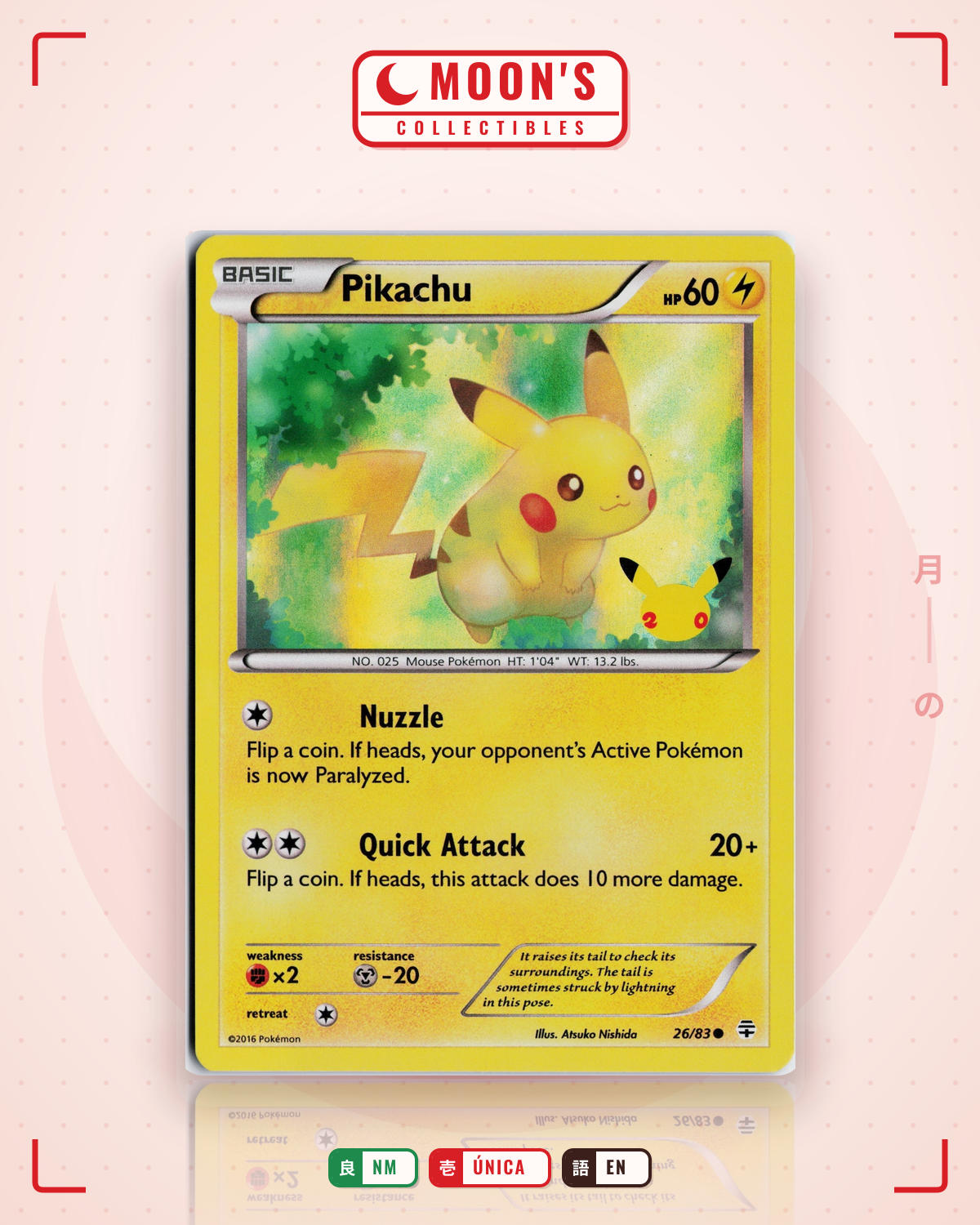 Carta Pokémon Pikachu · Generations #26/83 (NM) — pieza única en Moon's Collectibles México