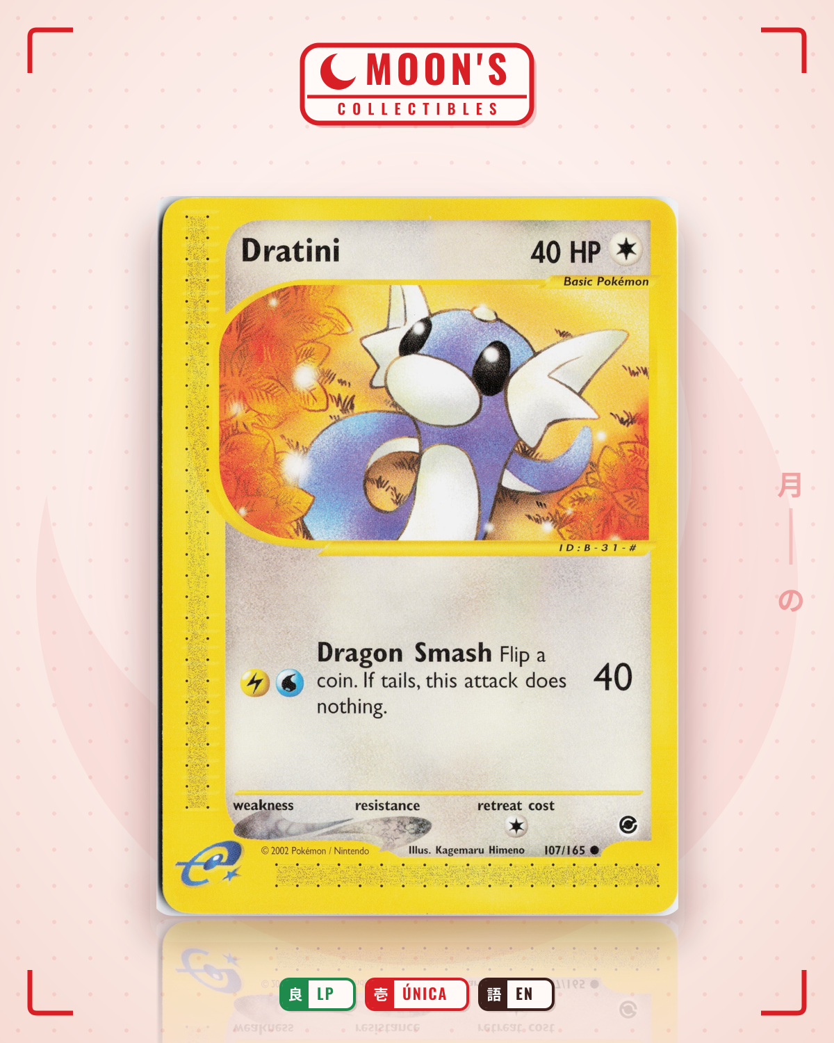 Carta Pokémon Dratini · Expedition Base Set #107/165 (LP) — pieza única en Moon's Collectibles México