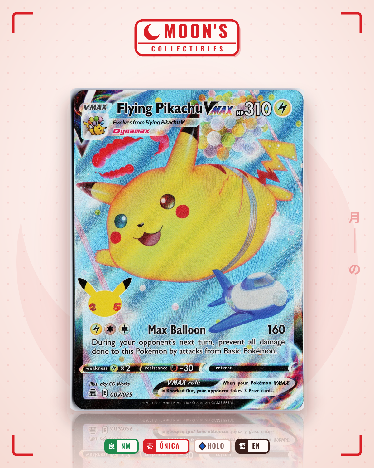 Carta Pokémon Flying Pikachu VMAX · Celebrations #7 (NM) — pieza única en Moon's Collectibles México
