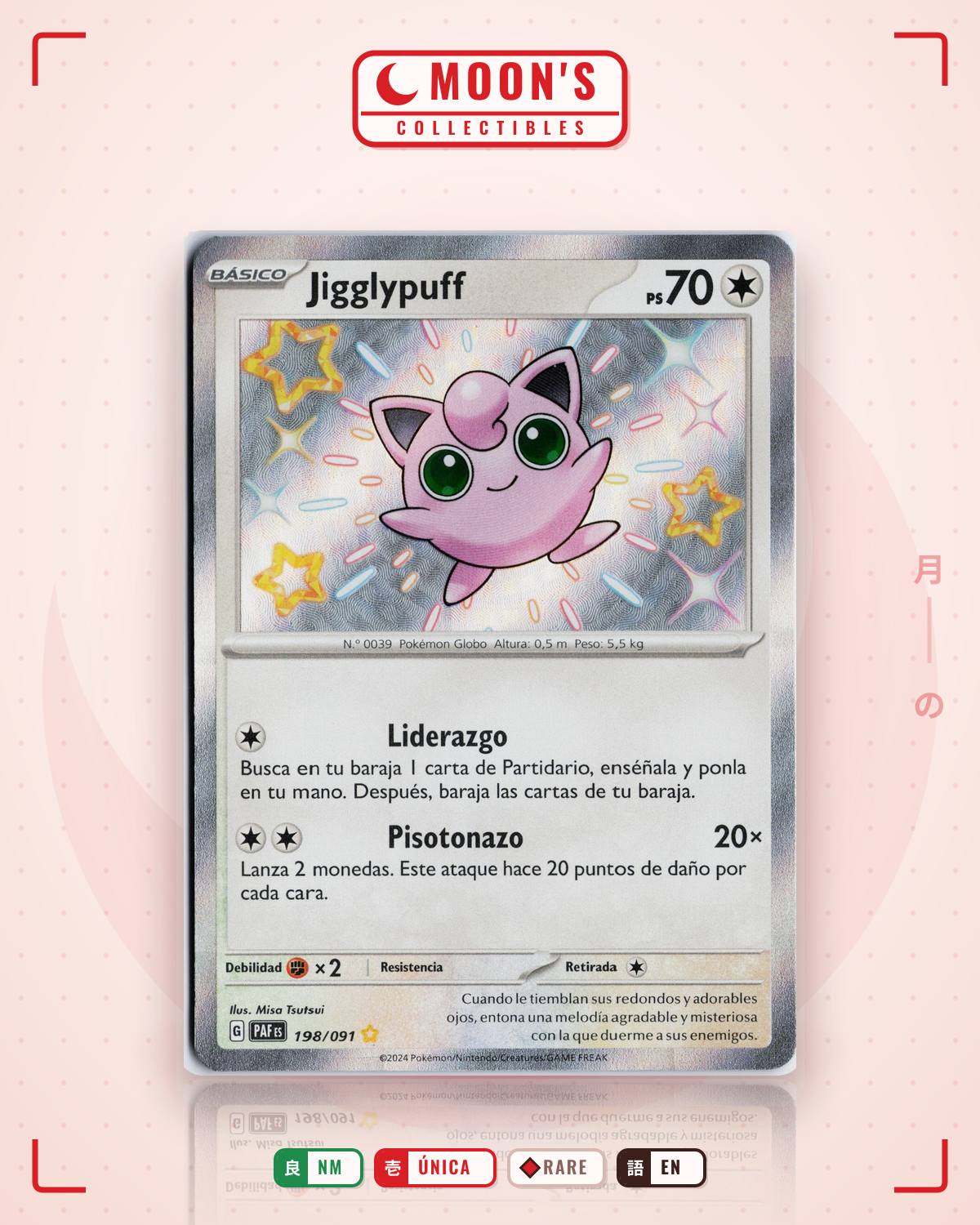 Carta Pokémon Jigglypuff · Paldean Fates #198/091 (NM) — pieza única en Moon's Collectibles México