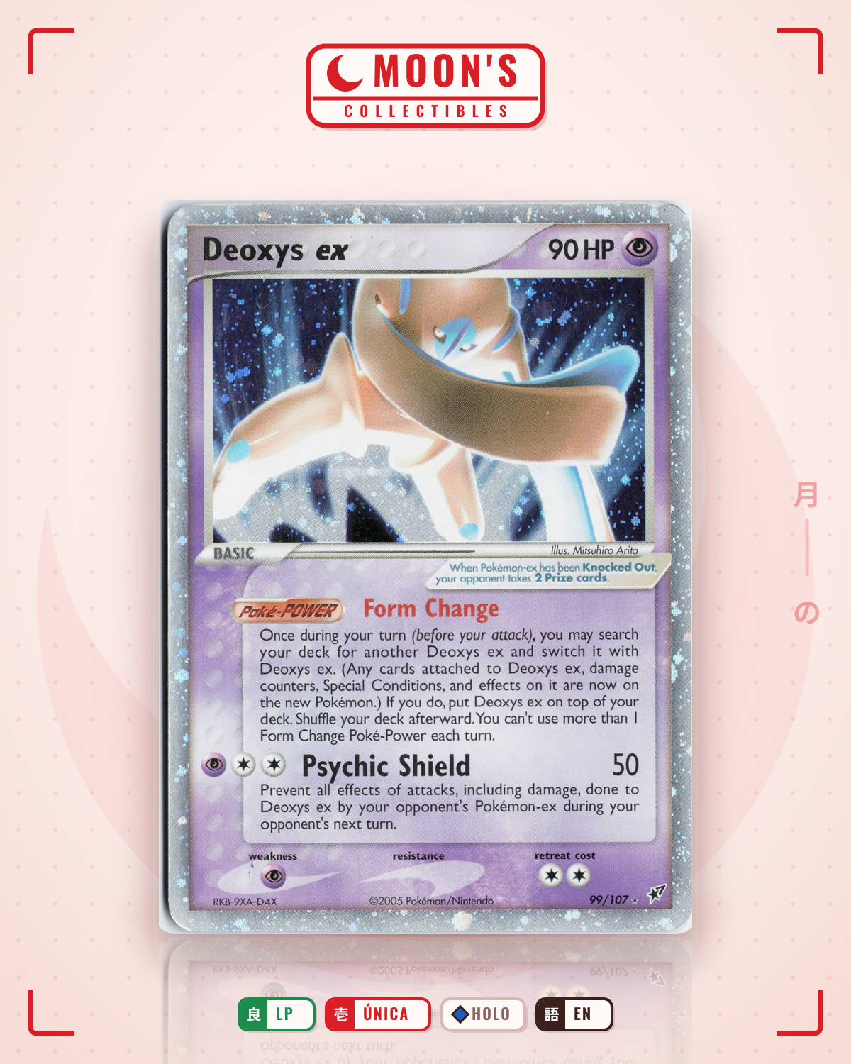 Carta Pokémon Deoxys ex · Deoxys #99/107 (LP) — pieza única en Moon's Collectibles México