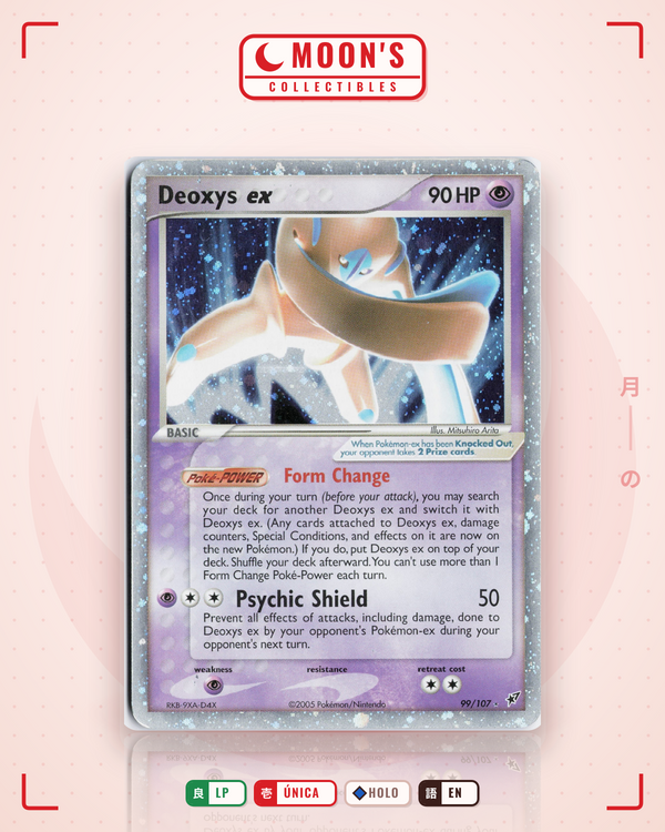 Carta Pokémon Deoxys ex · Deoxys #99/107 (LP) — pieza única en Moon's Collectibles México
