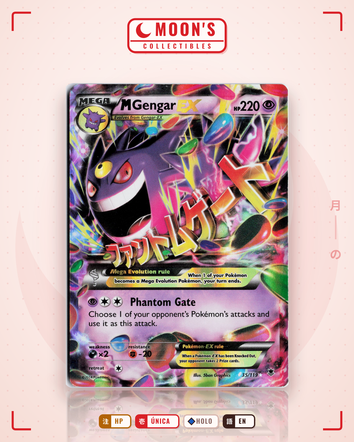 Carta Pokémon M Gengar-EX · Phantom Forces #35/119 (HP) — pieza única en Moon's Collectibles México