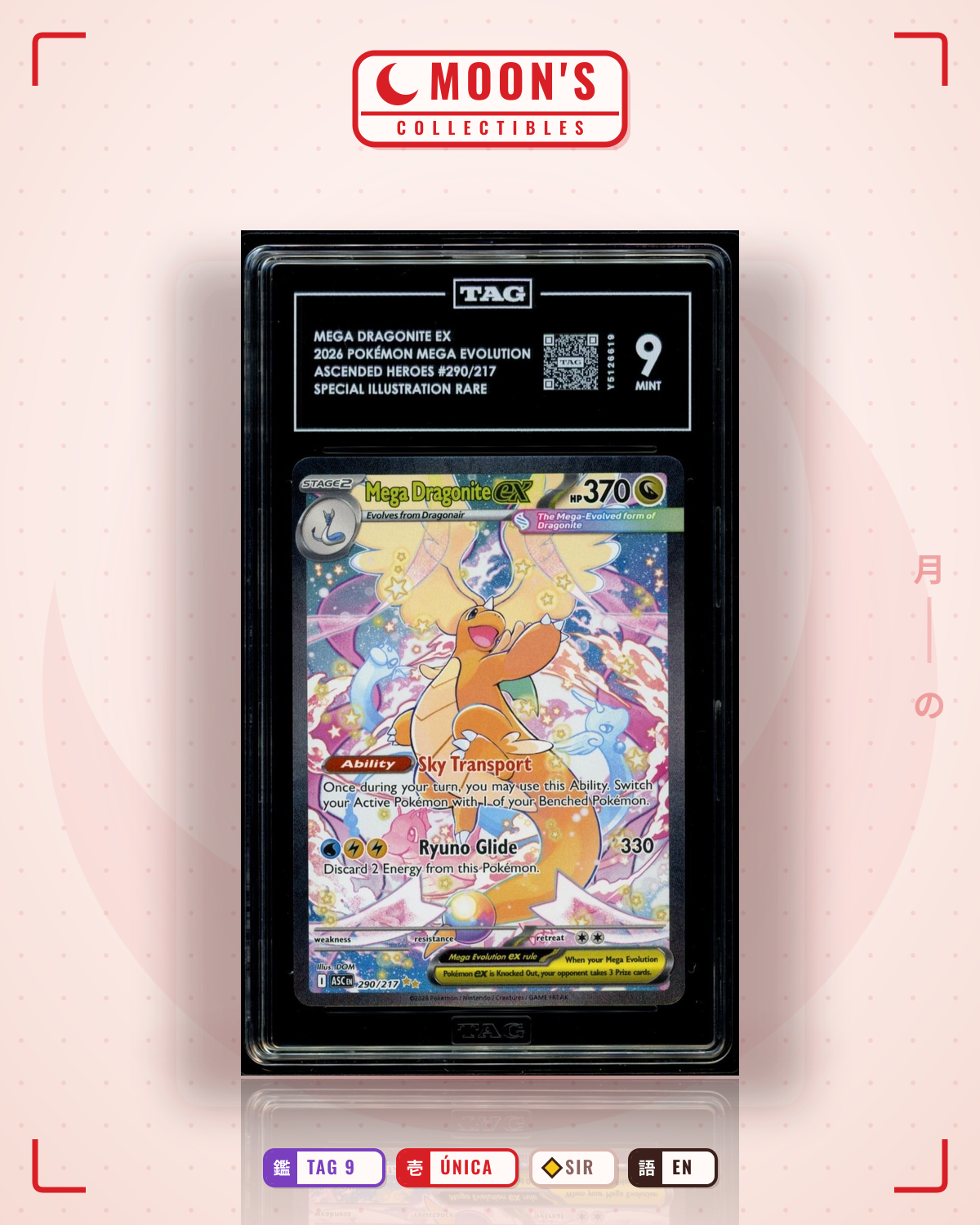 Carta Pokémon Mega Dragonite ex · Ascended Heroes #290/217 (TAG 9) — pieza única en Moon's Collectibles México