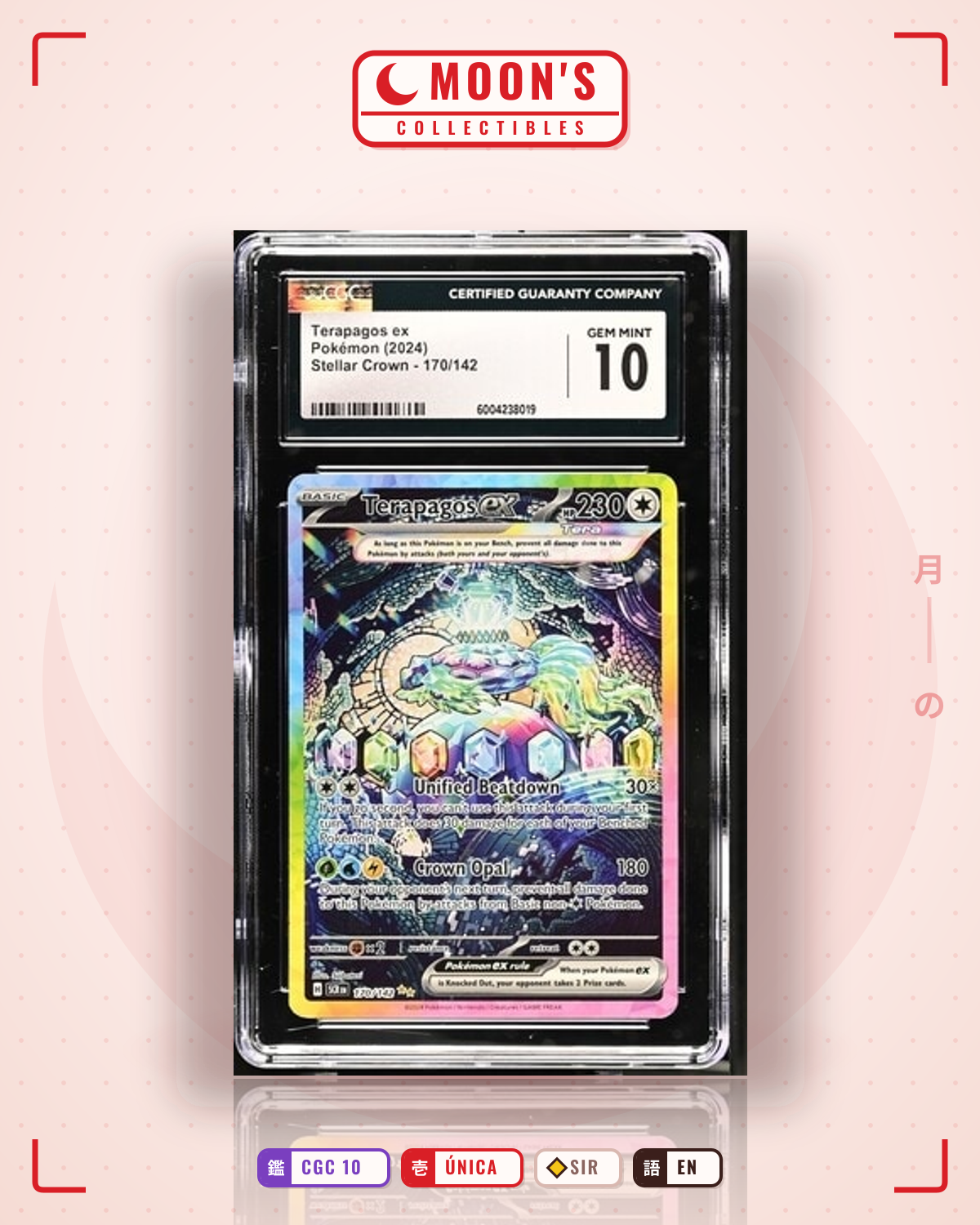 Carta Pokémon Terapagos ex · Stellar Crown #170/142 (CGC 10) — pieza única en Moon's Collectibles México