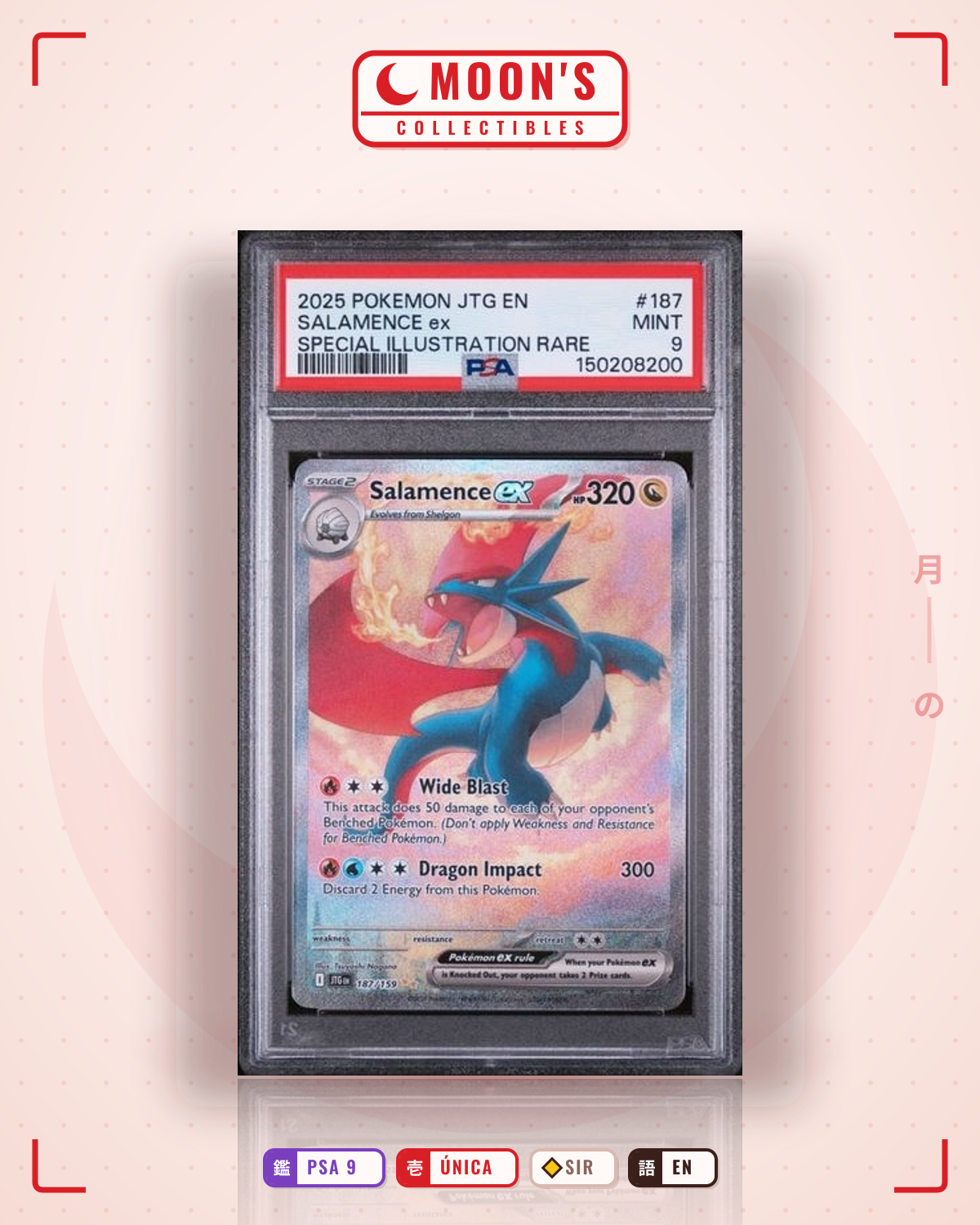 Carta Pokémon Salamence ex · Journey Together #187/159 (PSA 9) — pieza única en Moon's Collectibles México