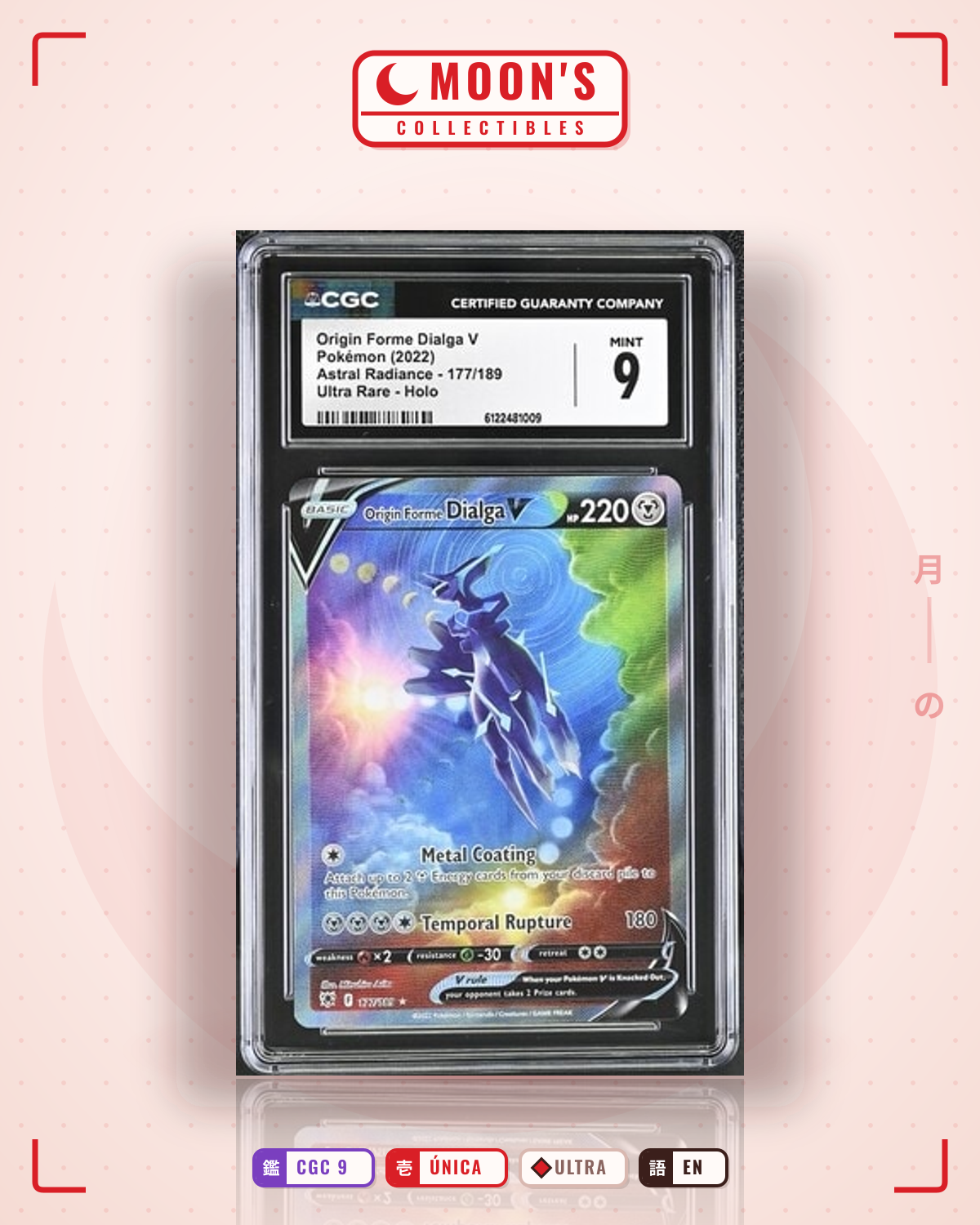 Carta Pokémon Origin Forme Dialga V · Astral Radiance #177/189 (CGC 9) — pieza única en Moon's Collectibles México