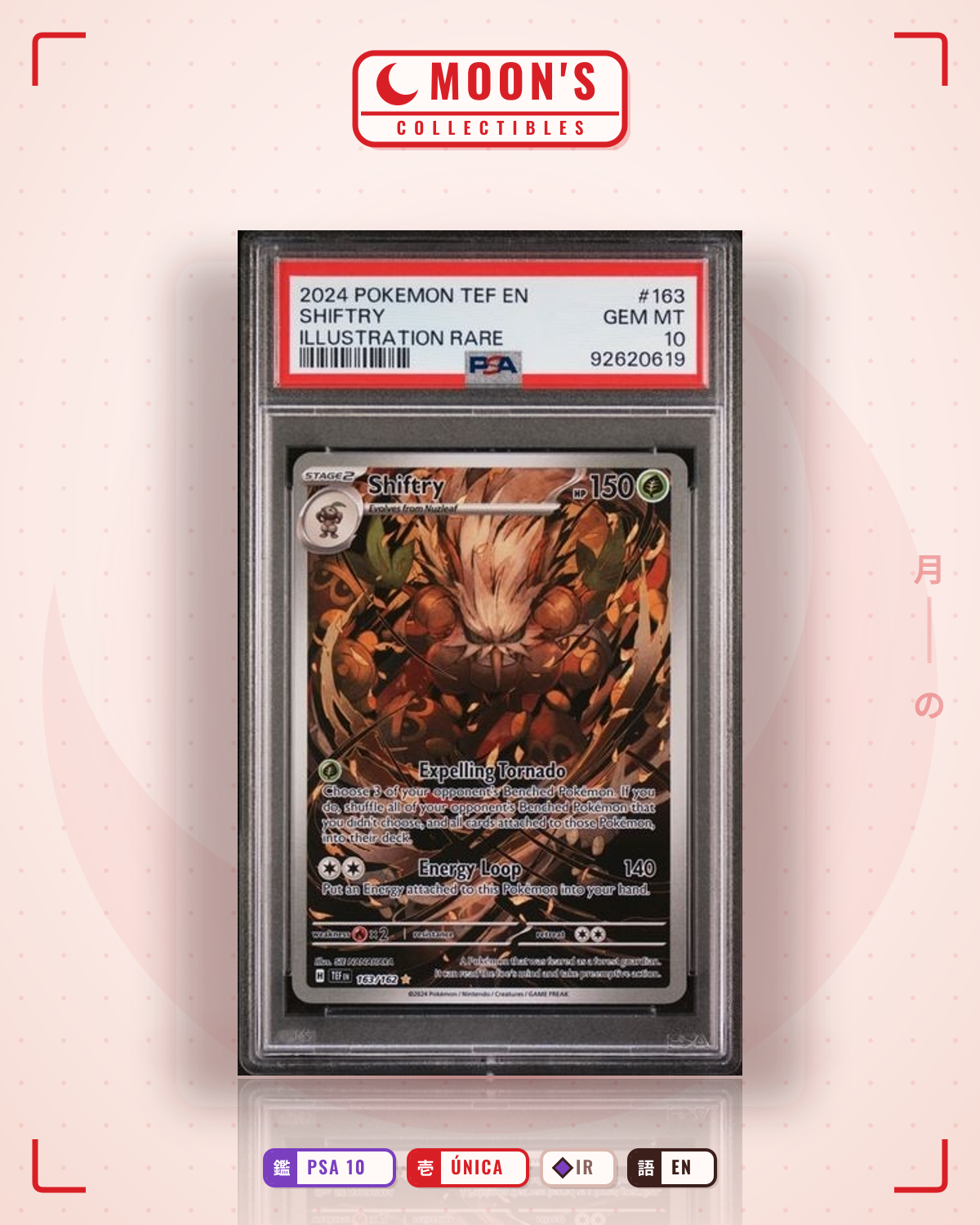 Carta Pokémon Shiftry · Temporal Forces #163/162 (PSA 10) — pieza única en Moon's Collectibles México