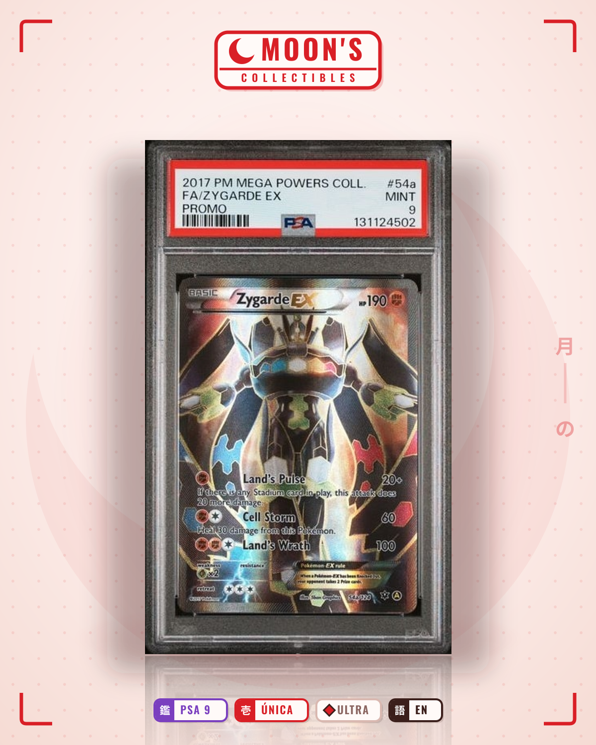 Carta Pokémon Zygarde-EX · Fates Collide #54a/124 (PSA 9) — pieza única en Moon's Collectibles México