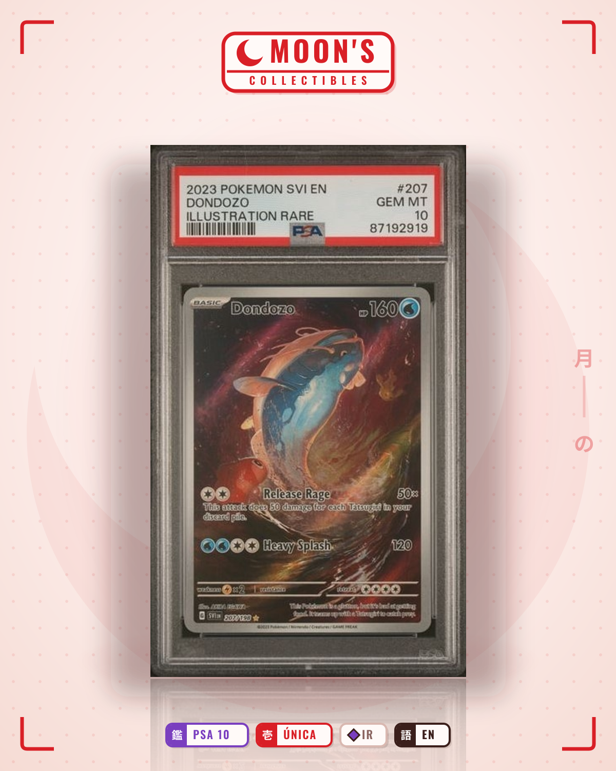 Carta Pokémon Dondozo · Scarlet & Violet #207/198 (PSA 10) — pieza única en Moon's Collectibles México