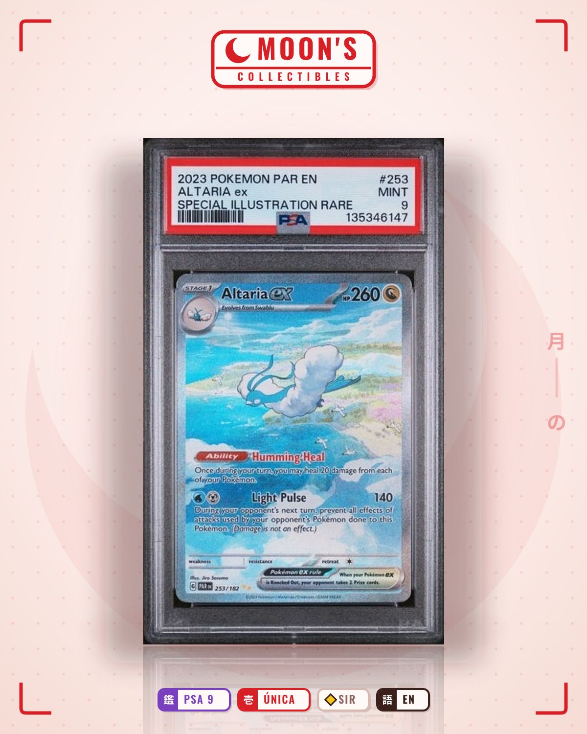 Carta Pokémon Altaria ex · Paradox Rift #253/182 (PSA 9) — pieza única en Moon's Collectibles México