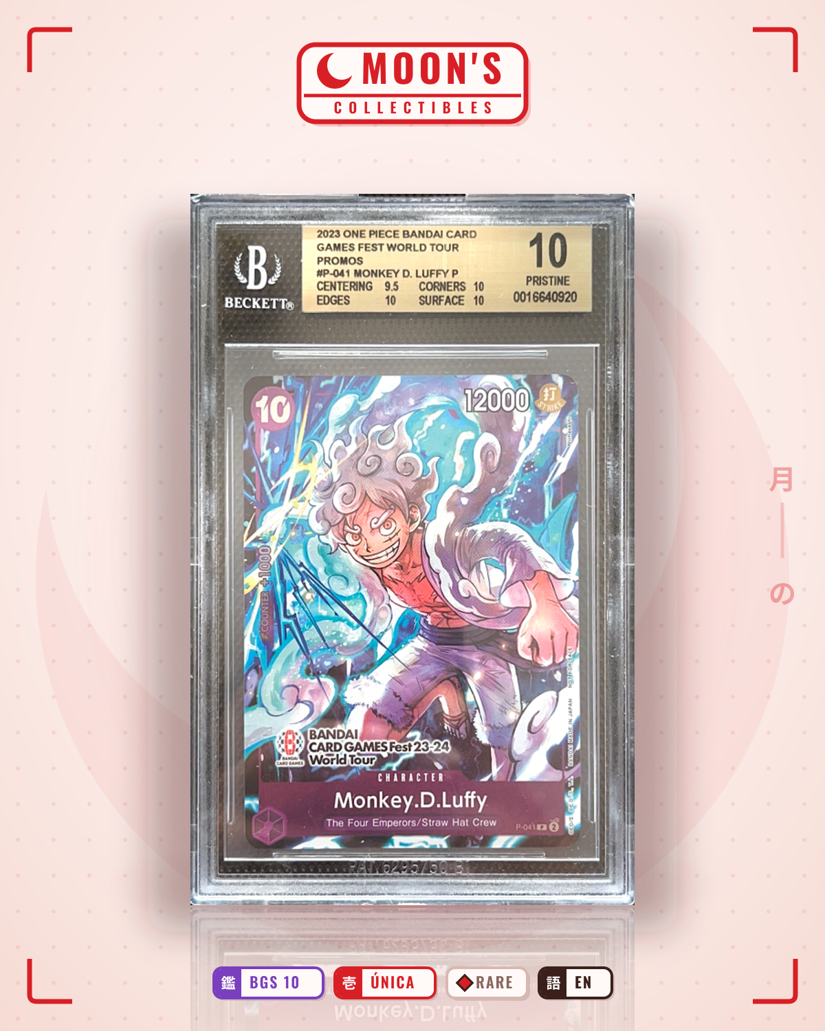 Carta Pokémon Monkey.D.Luffy · Promos #P-041 (BGS 10) — pieza única en Moon's Collectibles México