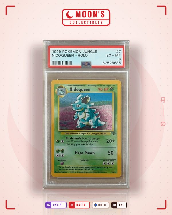 Carta Pokémon Nidoqueen · Jungle #7/64 (PSA 6) — pieza única en Moon's Collectibles México