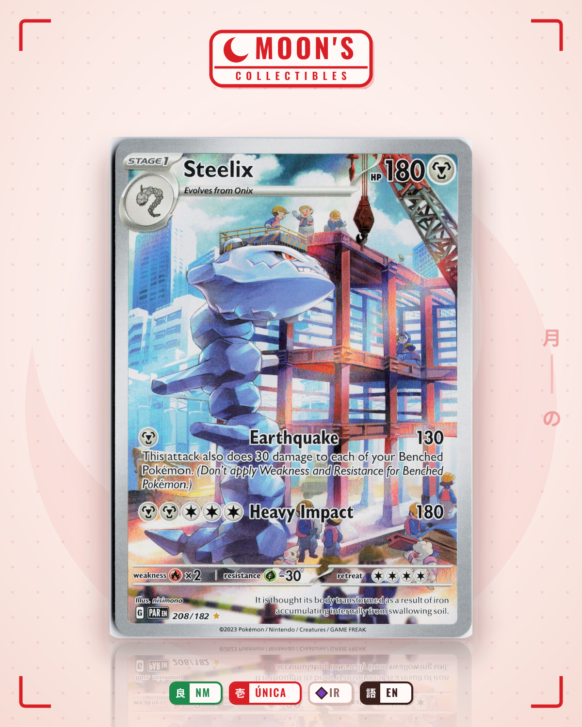 Carta Pokémon Steelix · Paradox Rift #208/182 (NM) — pieza única en Moon's Collectibles México