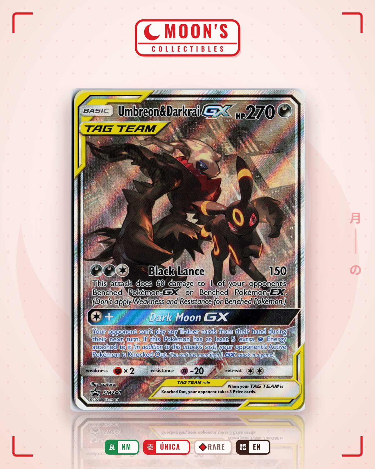 Carta Pokémon Umbreon & Darkrai-GX · SM Black Star Promos #SM241 (NM) — pieza única en Moon's Collectibles México