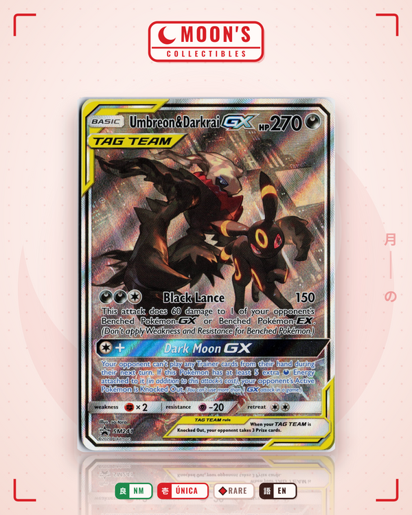 Carta Pokémon Umbreon & Darkrai-GX · SM Black Star Promos #SM241 (NM) — pieza única en Moon's Collectibles México