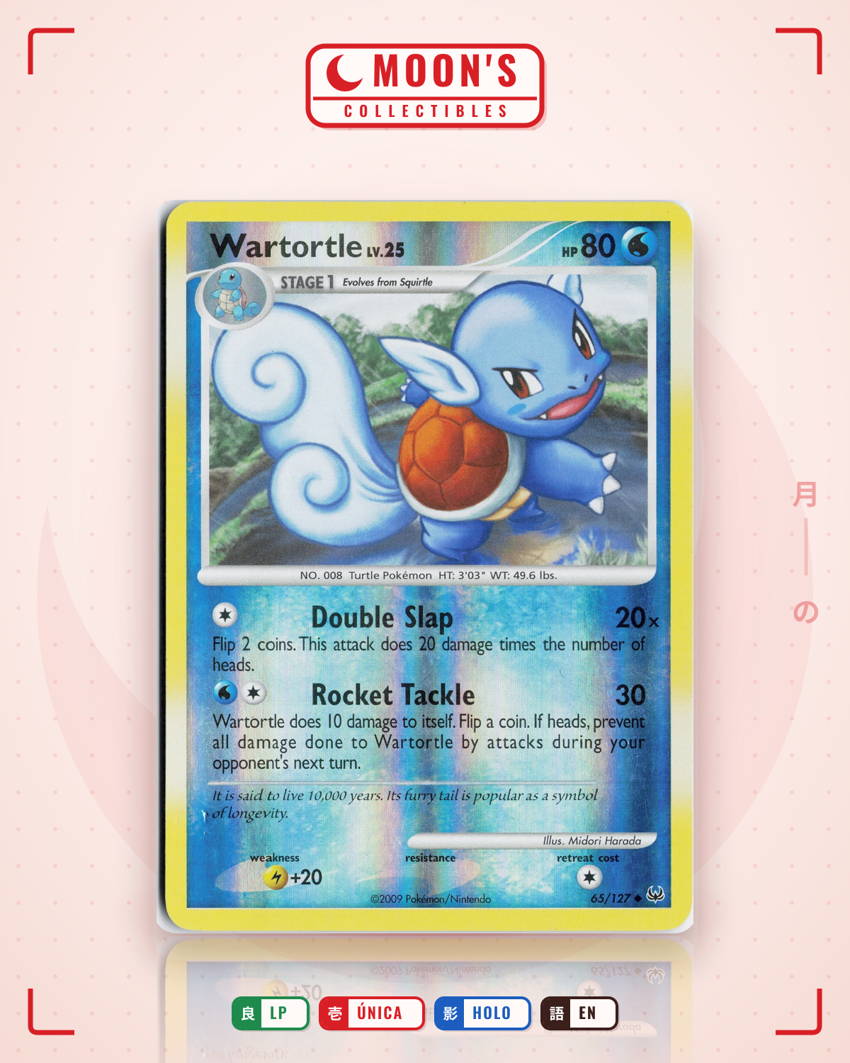 Carta Pokémon Wartortle · Platinum #65/127 (LP) — pieza única en Moon's Collectibles México