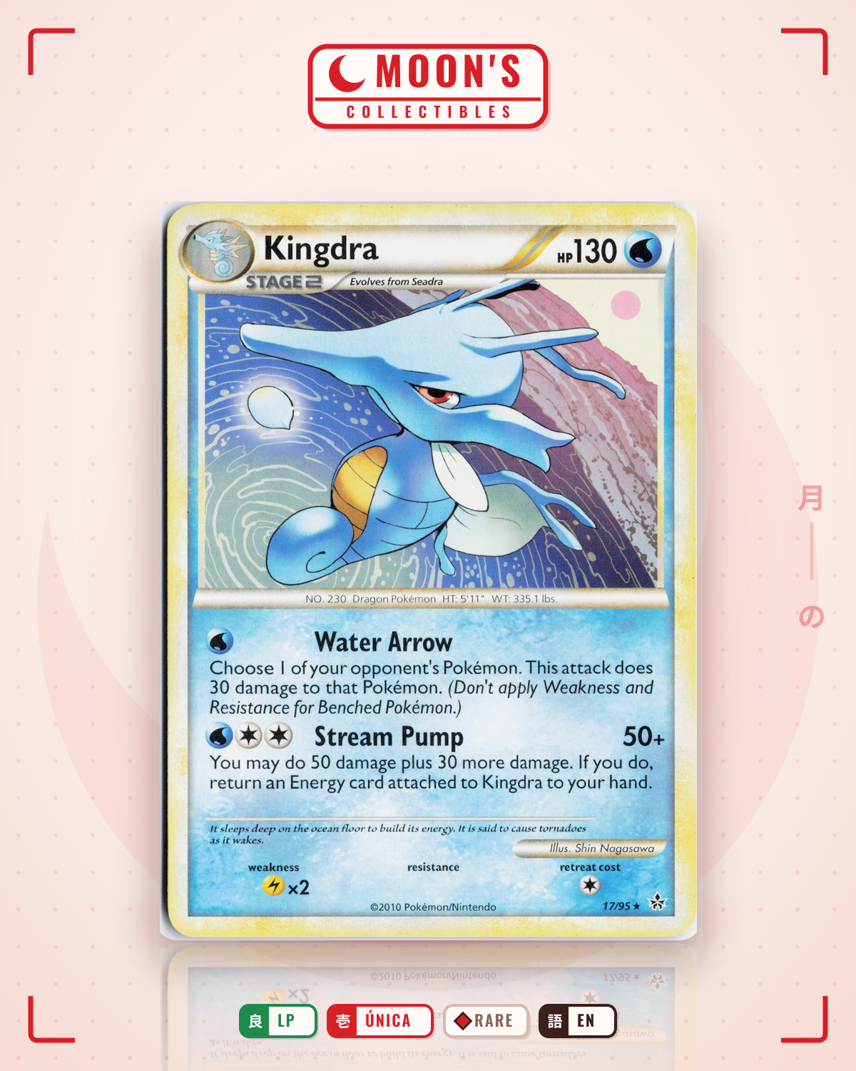 Carta Pokémon Kingdra · HS—Unleashed #17/95 (LP) — pieza única en Moon's Collectibles México