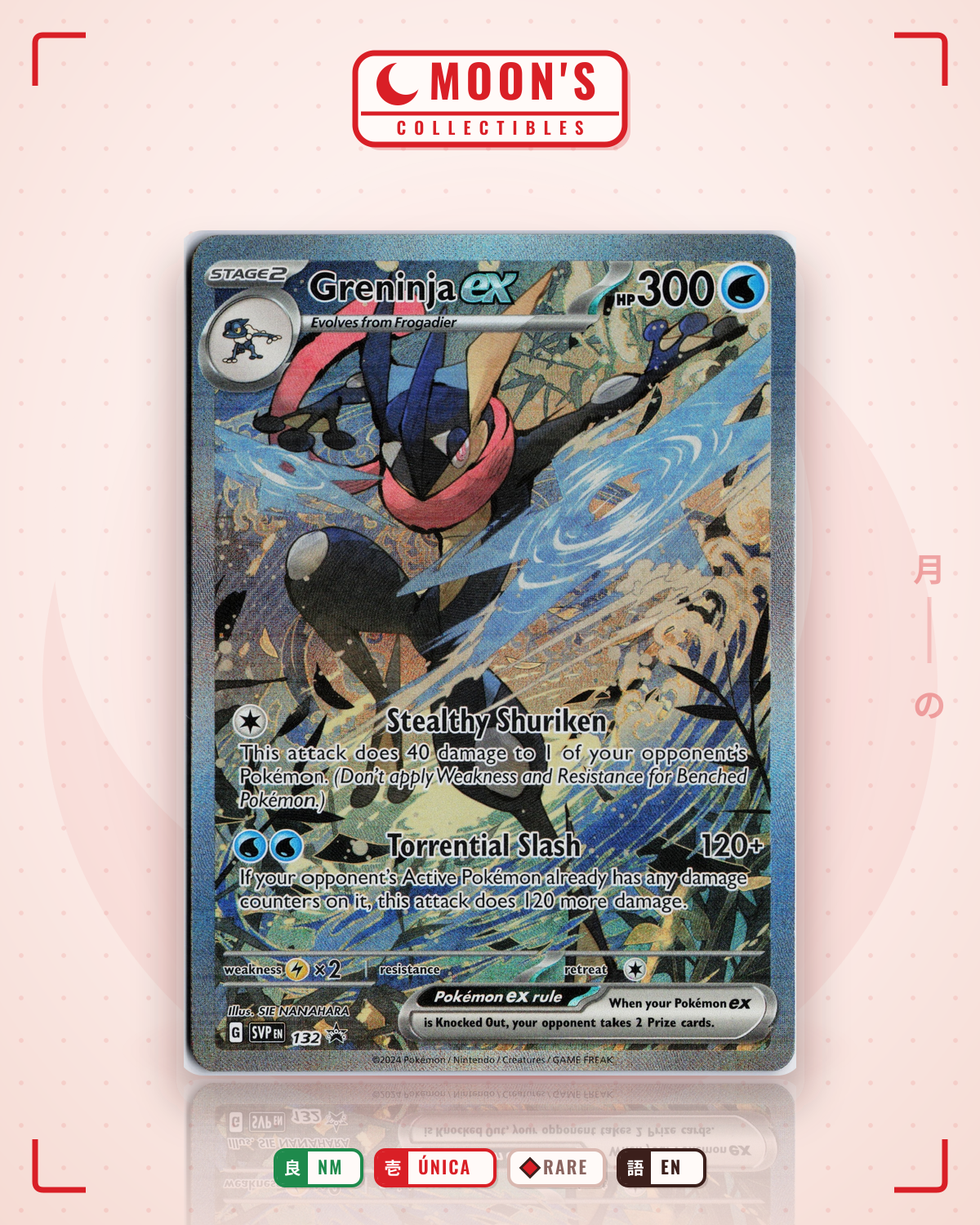 Carta Pokémon Greninja ex · Scarlet & Violet Black Star Promos #132 (NM) — pieza única en Moon's Collectibles México