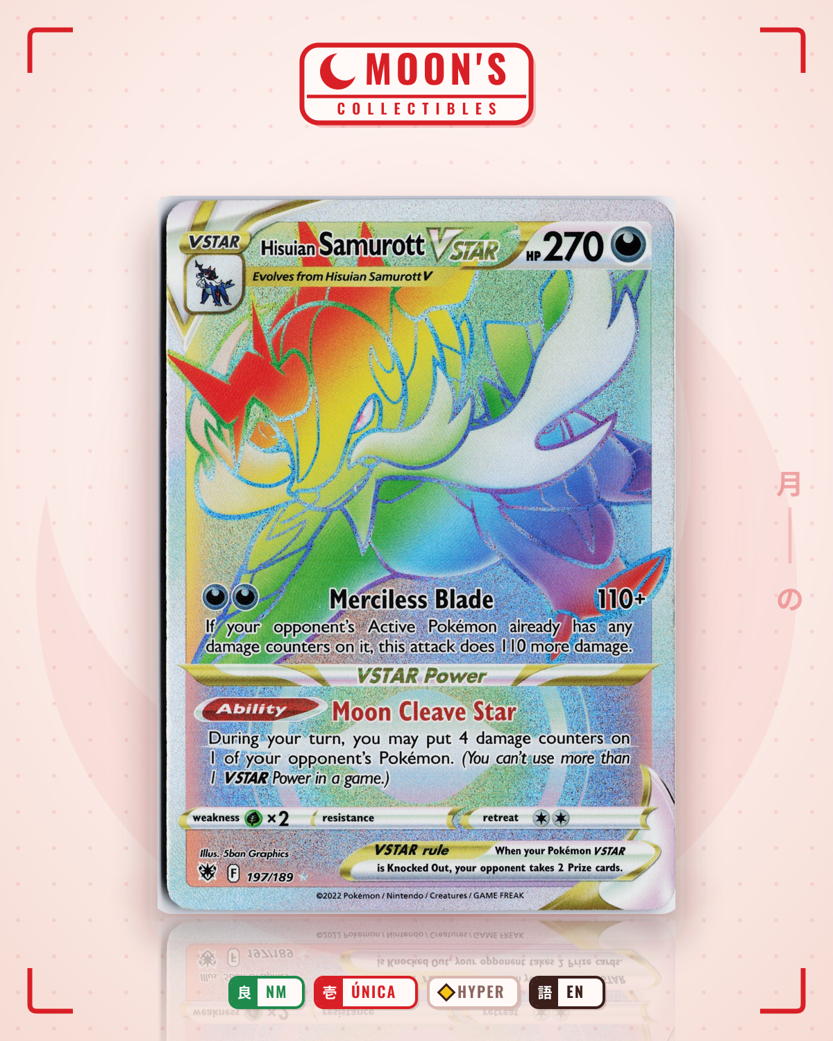 Carta Pokémon Hisuian Samurott VSTAR · Astral Radiance #197/189 (NM) — pieza única en Moon's Collectibles México