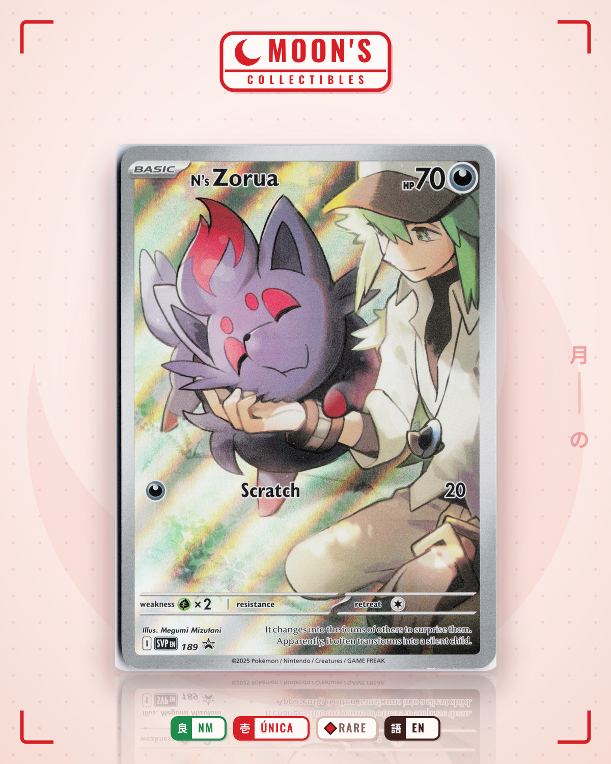 Carta Pokémon N's Zorua · Scarlet & Violet Black Star Promos #189 (NM) — pieza única en Moon's Collectibles México