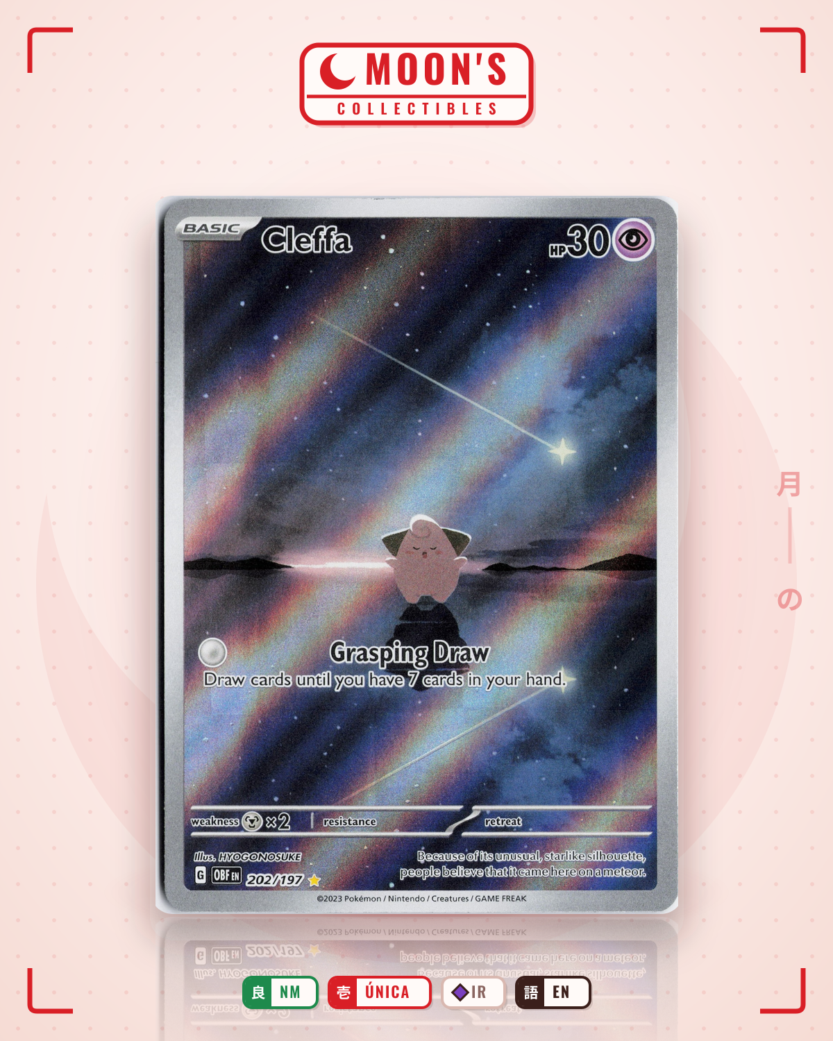 Carta Pokémon Cleffa · Obsidian Flames #202/197 (NM) — pieza única en Moon's Collectibles México