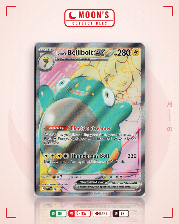 Carta Pokémon Iono's Bellibolt ex · Scarlet & Violet Black Star Promos #194 (NM) — pieza única en Moon's Collectibles México