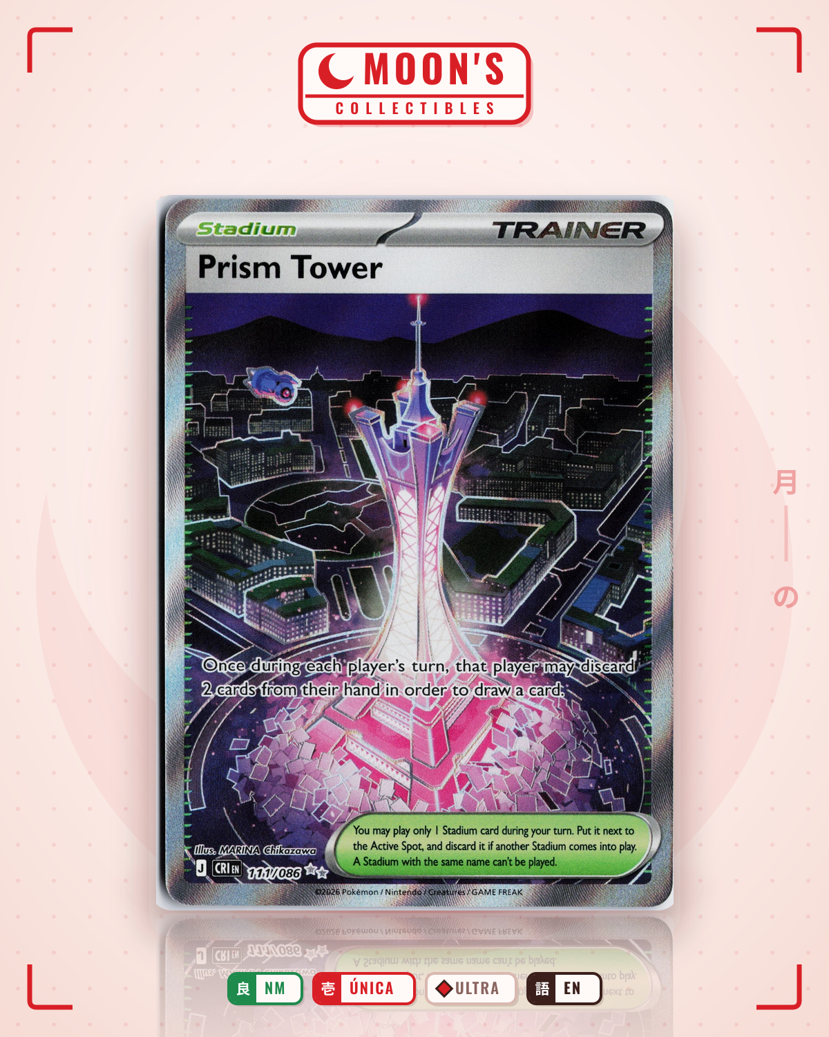 Carta Pokémon Prism Tower · Chaos Rising #111/086 (NM) — pieza única en Moon's Collectibles México