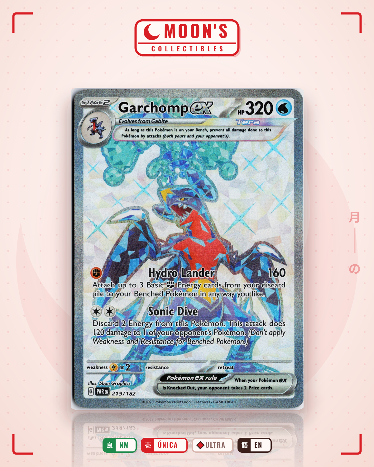 Carta Pokémon Garchomp ex · Paradox Rift #219/182 (NM) — pieza única en Moon's Collectibles México