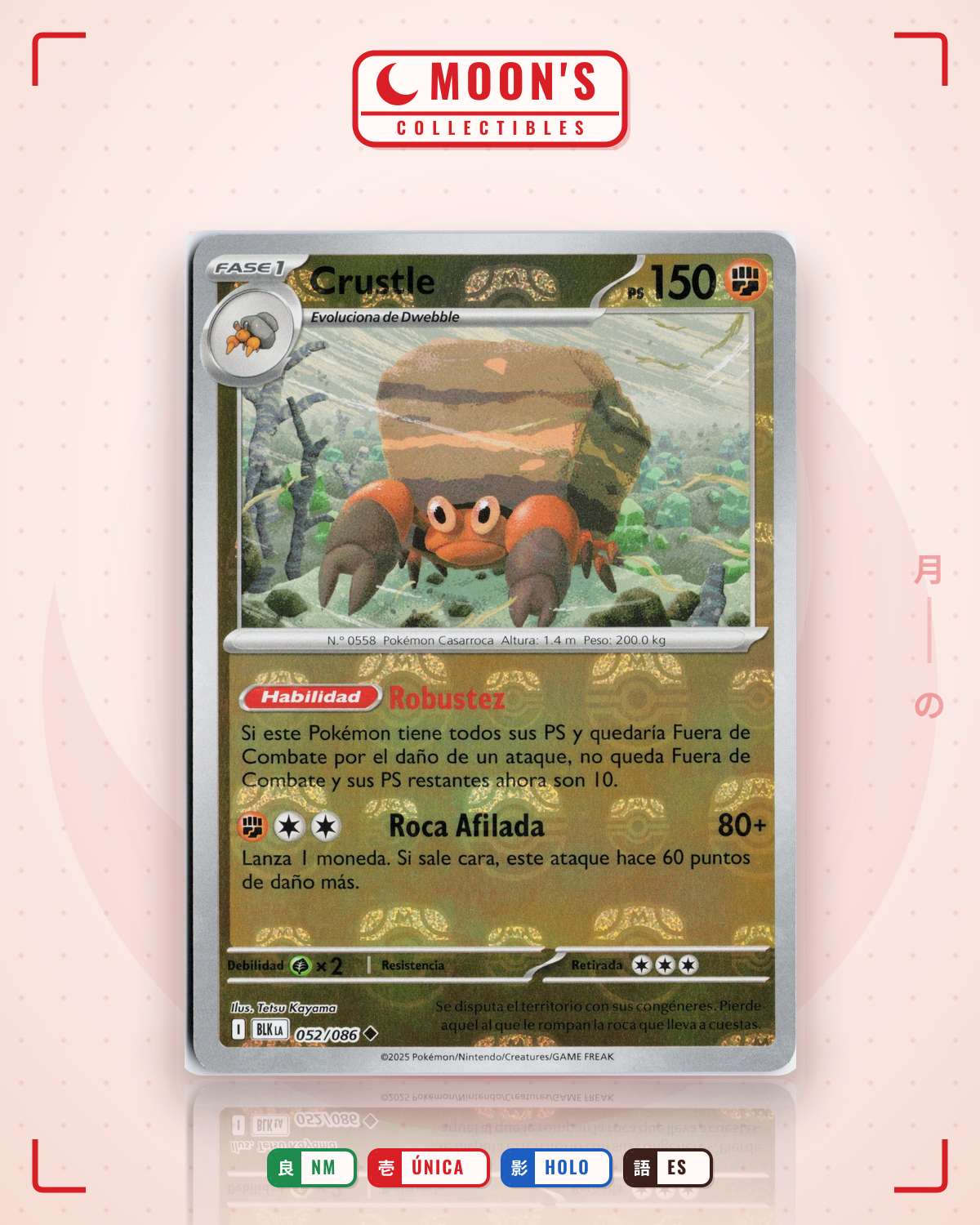 Carta Pokémon Crustle · Black Bolt #052/086 (NM) — pieza única en Moon's Collectibles México
