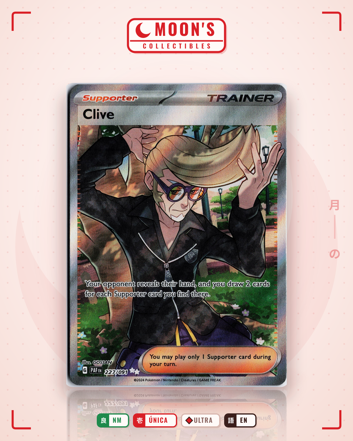 Carta Pokémon Clive · Paldean Fates #227/091 (NM) — pieza única en Moon's Collectibles México
