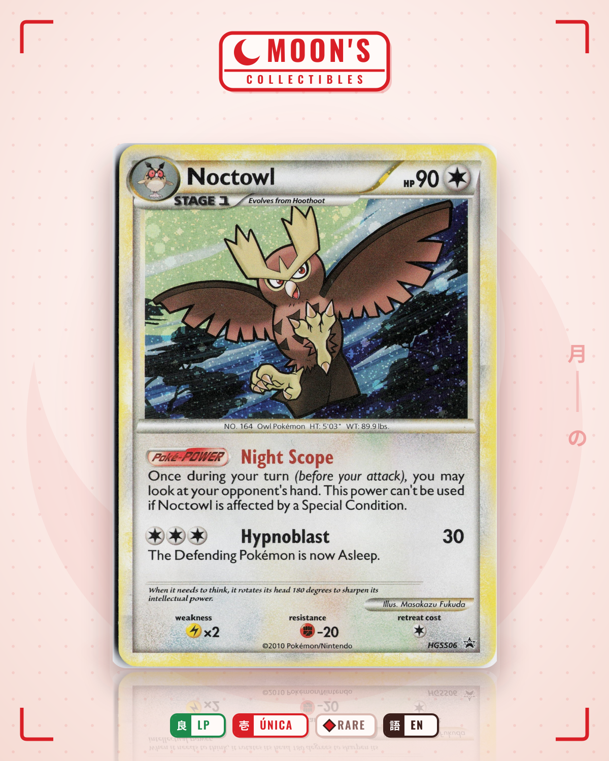 Carta Pokémon Noctowl · HGSS Black Star Promos #HGSS06 (LP) — pieza única en Moon's Collectibles México