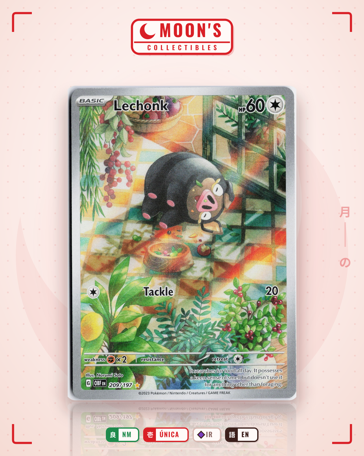 Carta Pokémon Lechonk · Obsidian Flames #209/197 (NM) — pieza única en Moon's Collectibles México