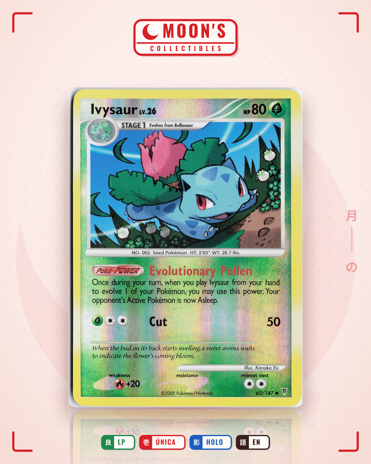 Carta Pokémon Ivysaur · Supreme Victors #62/147 (LP) — pieza única en Moon's Collectibles México