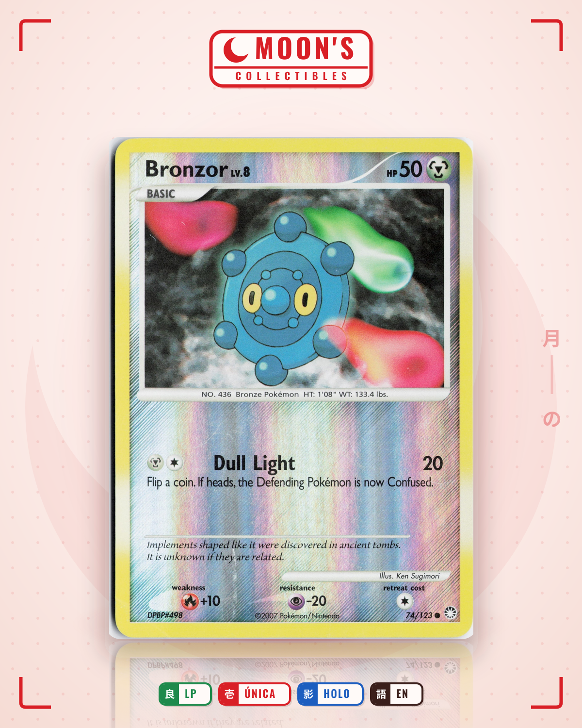 Carta Pokémon Bronzor · Mysterious Treasures #74/123 (LP) — pieza única en Moon's Collectibles México
