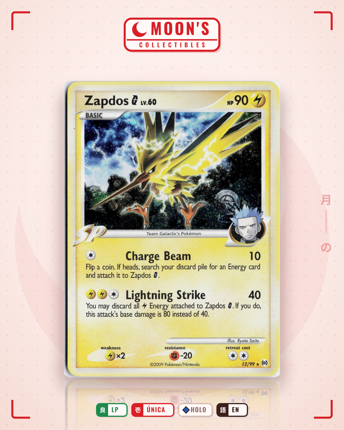 Carta Pokémon Zapdos G · Arceus #12/99 (LP) — pieza única en Moon's Collectibles México