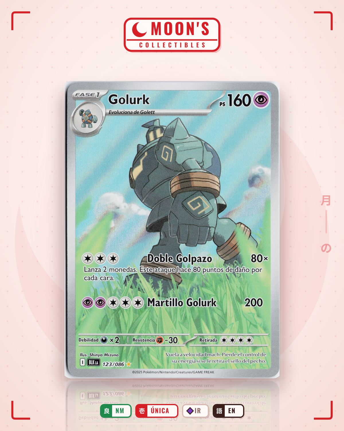 Carta Pokémon Golurk · Black Bolt #123/086 (NM) — pieza única en Moon's Collectibles México