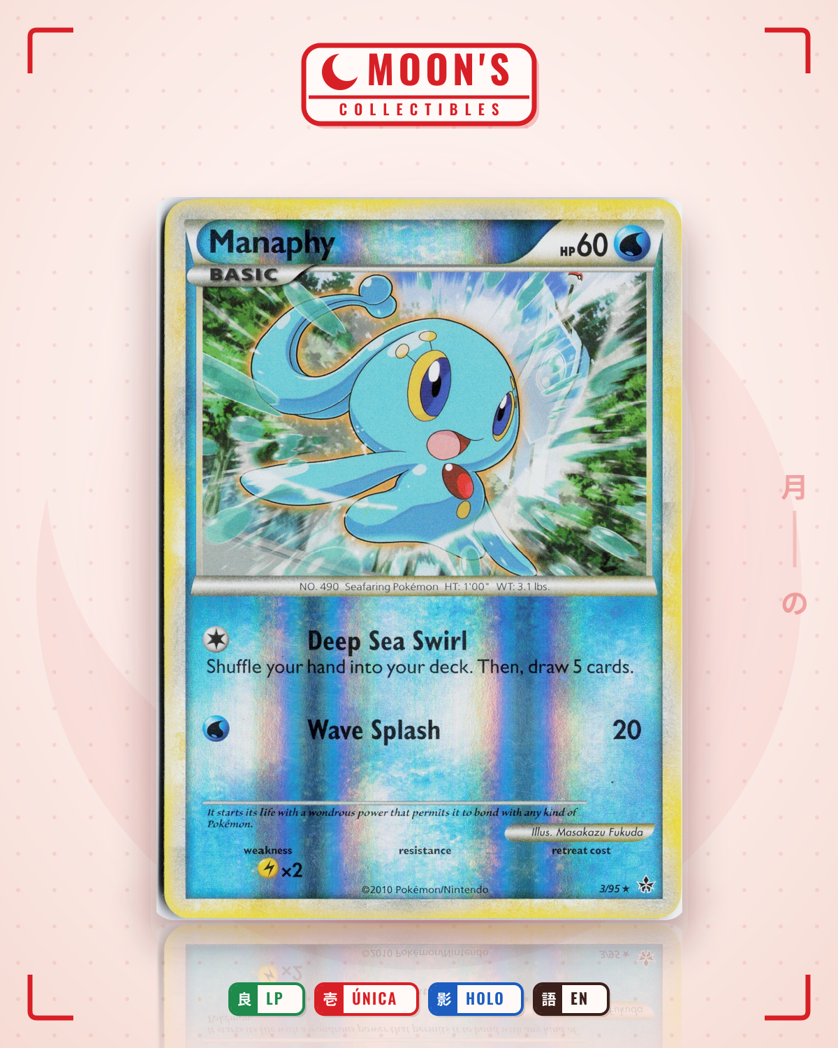 Carta Pokémon Manaphy · HS—Unleashed #3/95 (LP) — pieza única en Moon's Collectibles México
