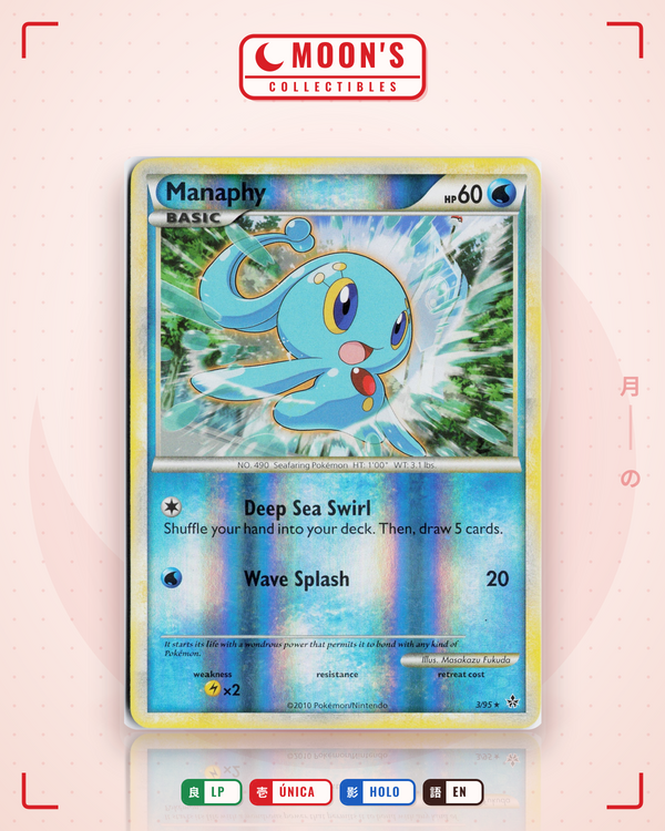 Carta Pokémon Manaphy · HS—Unleashed #3/95 (LP) — pieza única en Moon's Collectibles México