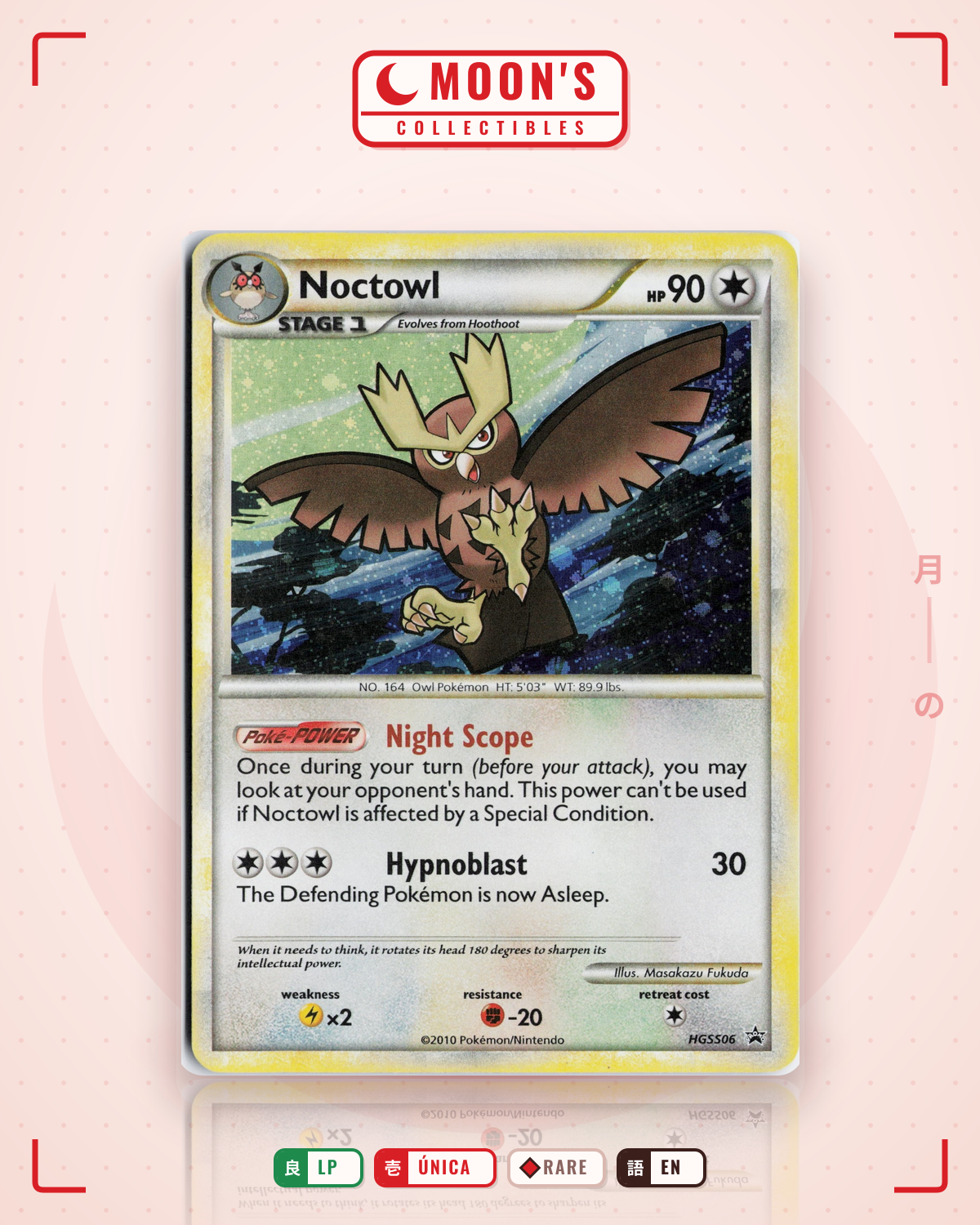 Carta Pokémon Noctowl · HGSS Black Star Promos #HGSS06 (LP) — pieza única en Moon's Collectibles México