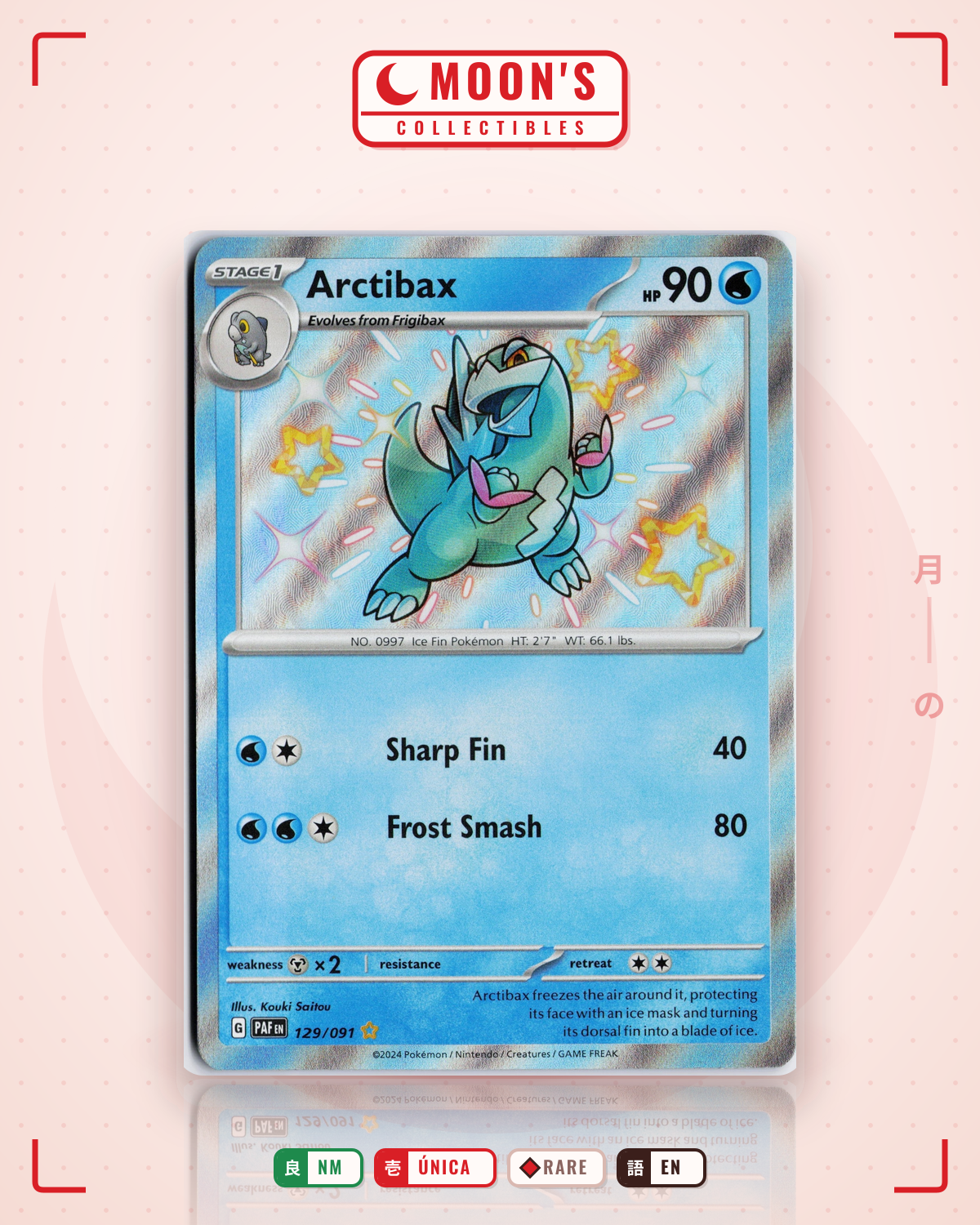 Carta Pokémon Arctibax · Paldean Fates #129/091 (NM) — pieza única en Moon's Collectibles México
