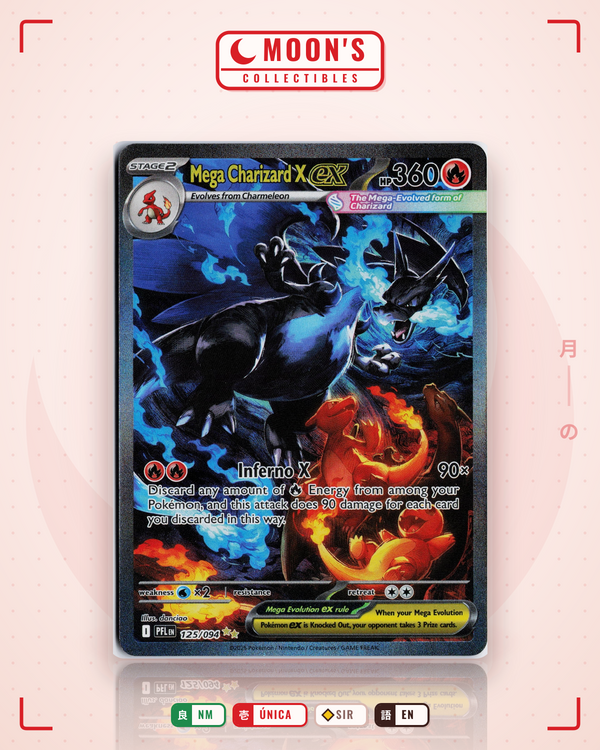 Carta Pokémon Mega Charizard X ex · Phantasmal Flames #125/094 (NM) — pieza única en Moon's Collectibles México