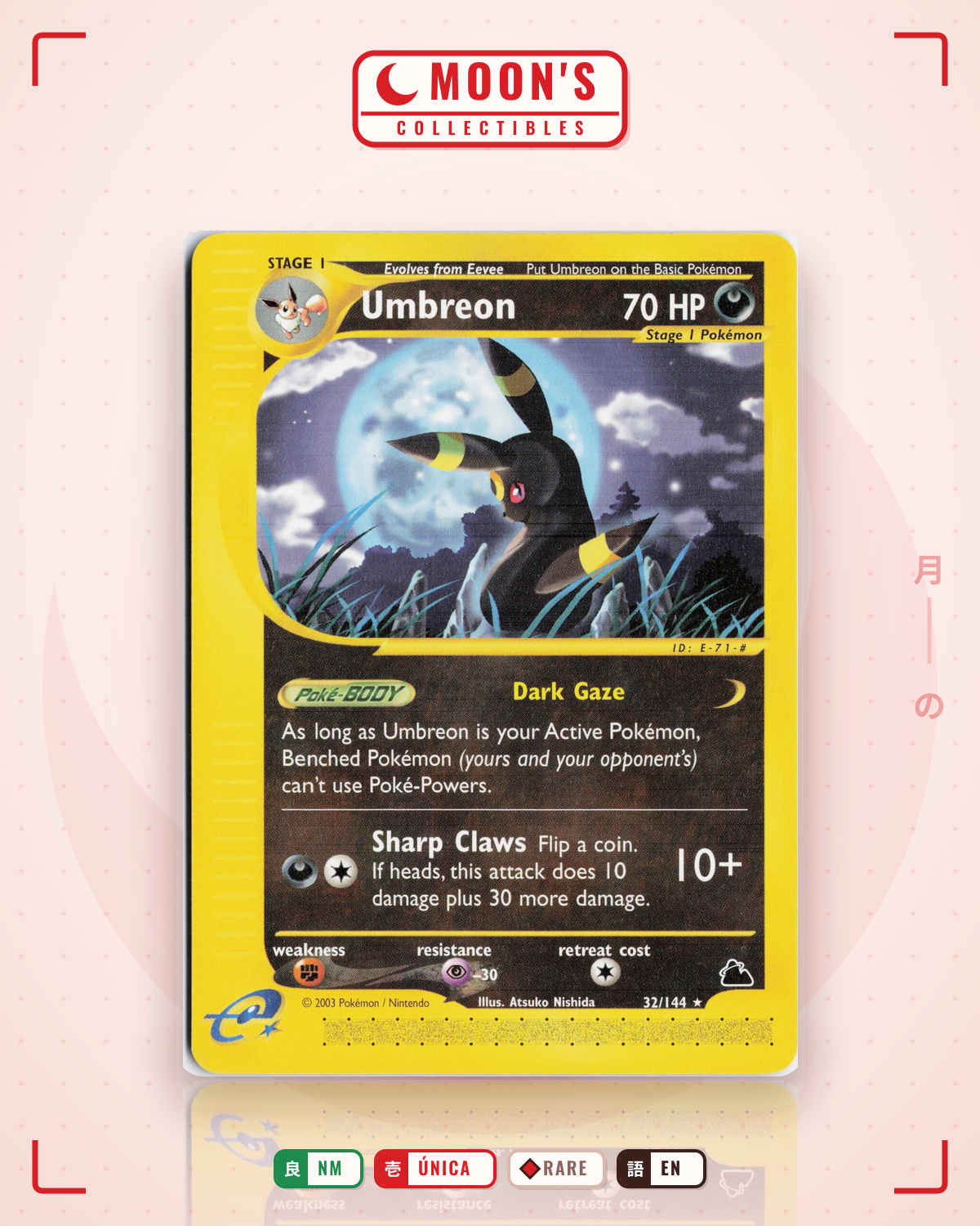Carta Pokémon Umbreon · Skyridge #32/144 (NM) — pieza única en Moon's Collectibles México