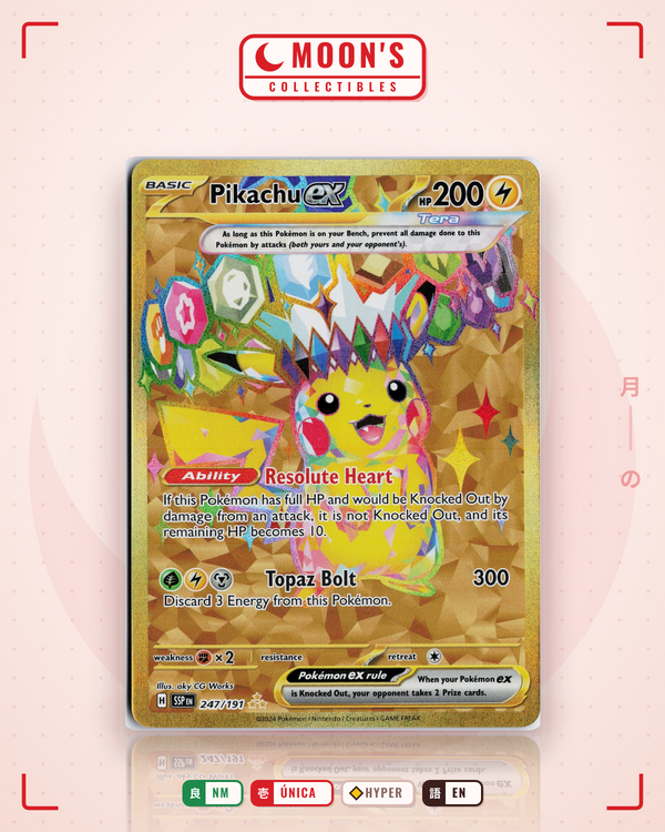 Carta Pokémon Pikachu ex · Surging Sparks #247/191 (NM) — pieza única en Moon's Collectibles México
