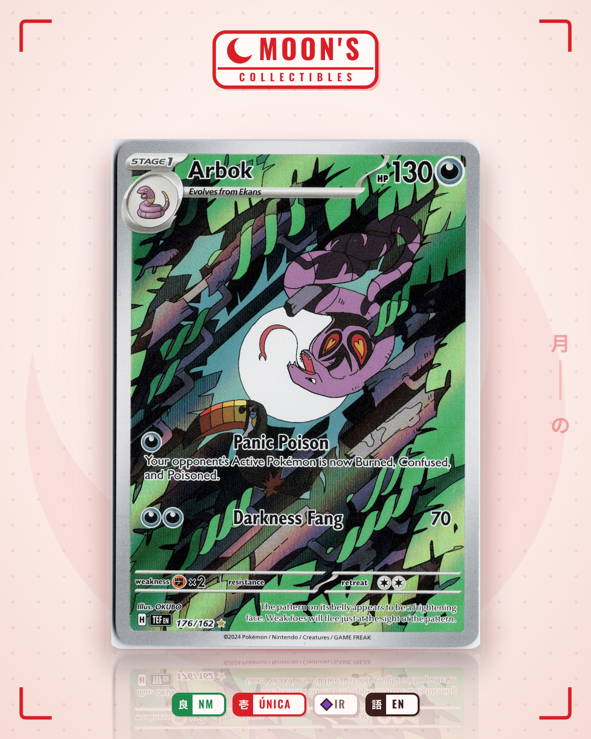 Carta Pokémon Arbok · Temporal Forces #176/162 (NM) — pieza única en Moon's Collectibles México