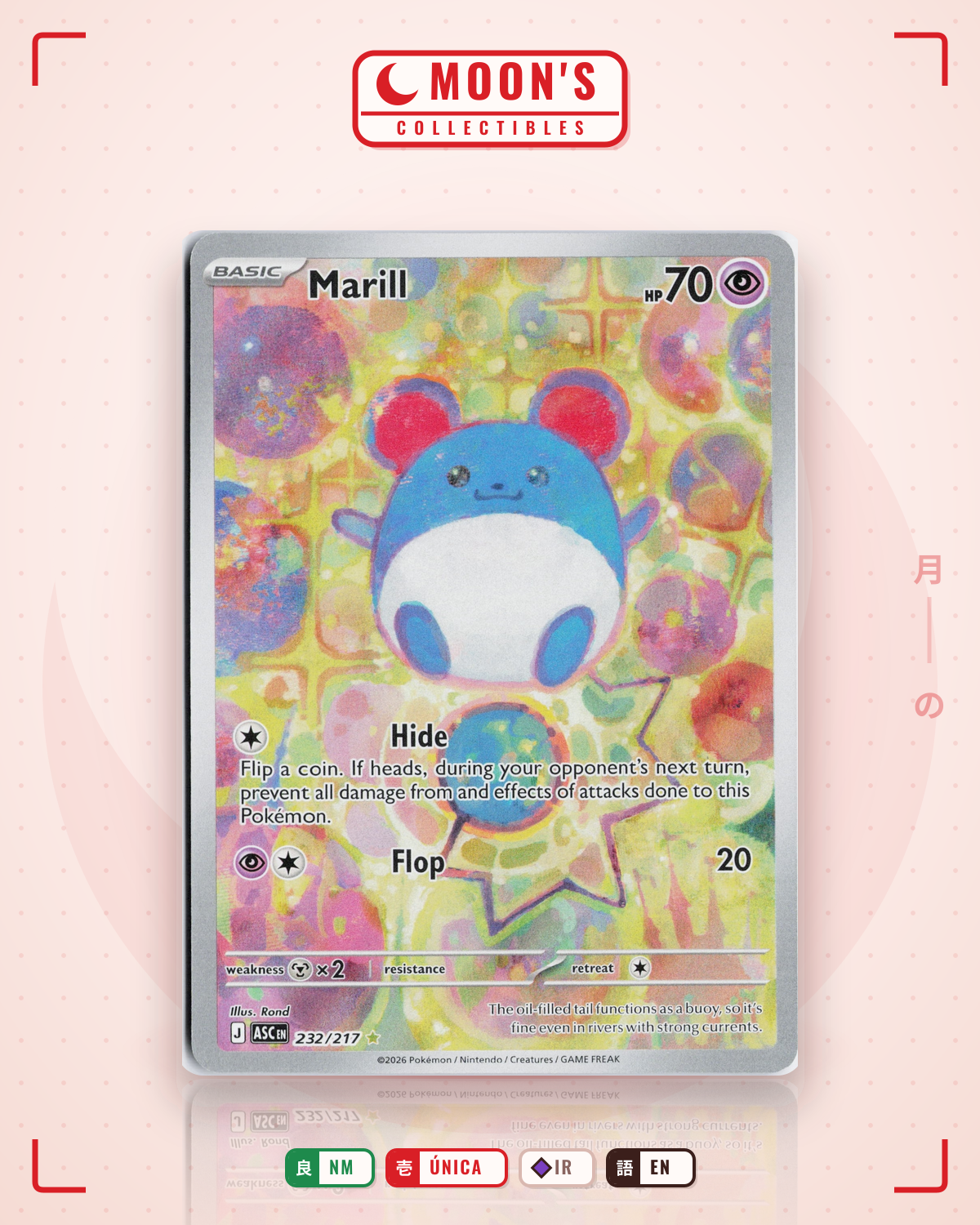 Carta Pokémon Marill · Ascended Heroes #232/217 (NM) — pieza única en Moon's Collectibles México