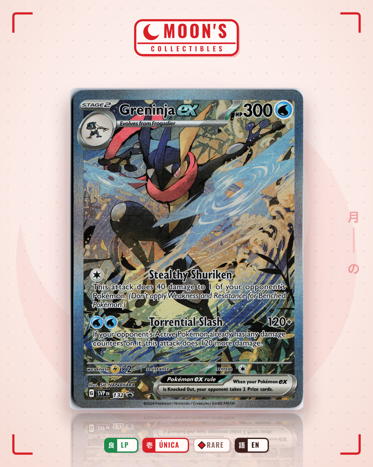 Carta Pokémon Greninja ex · Scarlet & Violet Black Star Promos #132 (LP) — pieza única en Moon's Collectibles México
