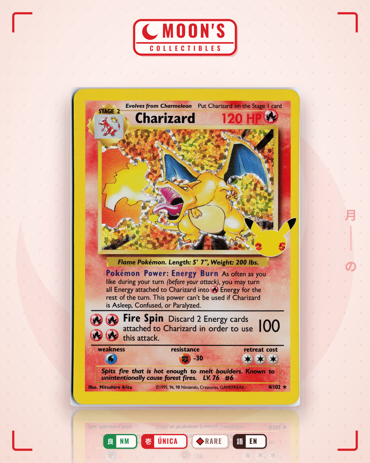 Carta Pokémon Charizard · Celebrations: Classic Collection #4 (NM) — pieza única en Moon's Collectibles México