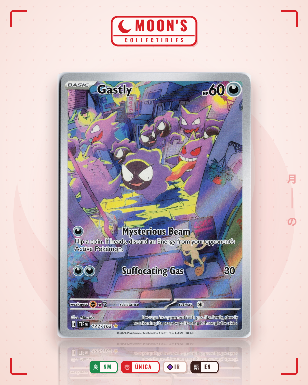 Carta Pokémon Gastly · Temporal Forces #177/162 (NM) — pieza única en Moon's Collectibles México