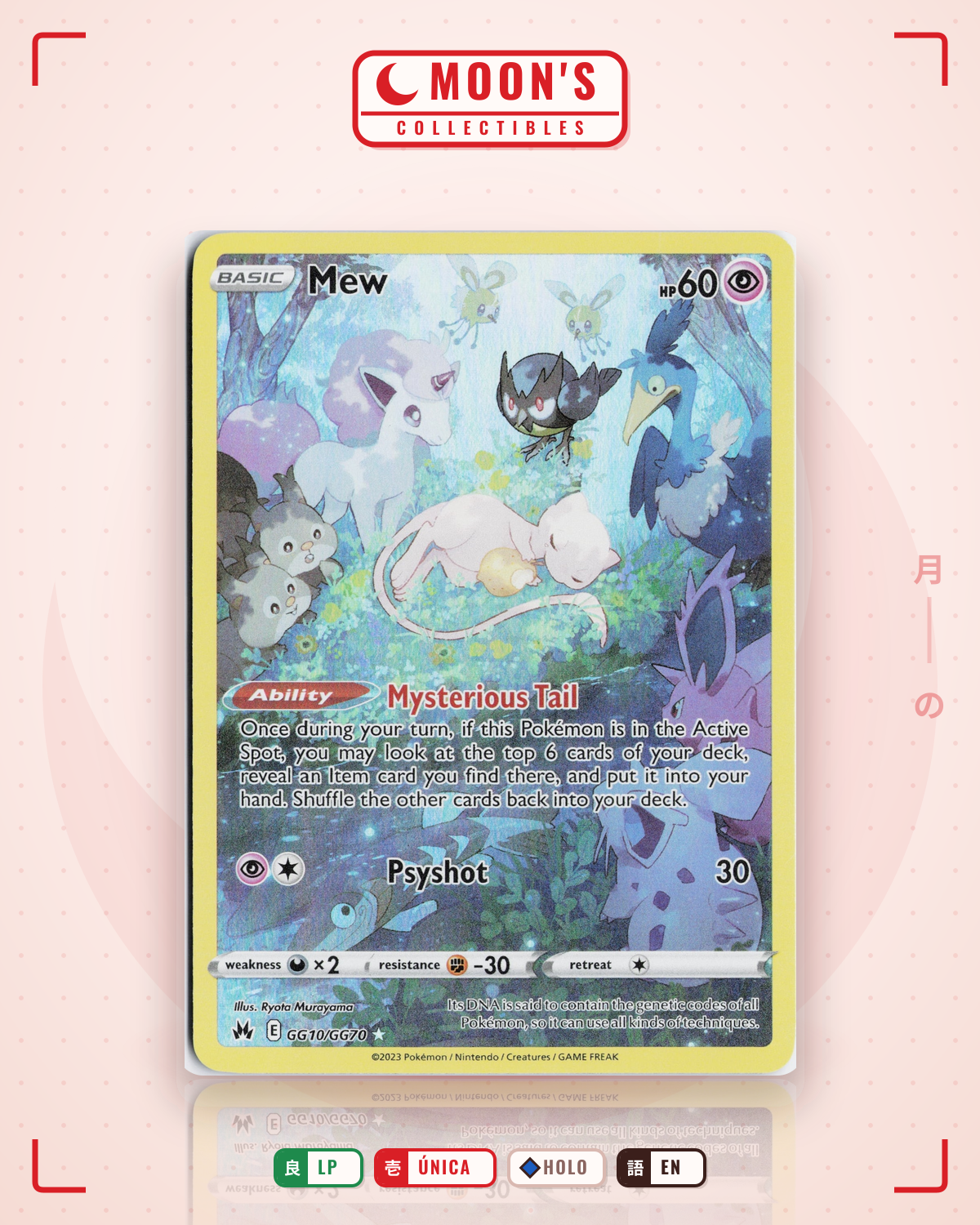 Carta Pokémon Mew · Crown Zenith Galarian Gallery #GG10/GG70 (LP) — pieza única en Moon's Collectibles México